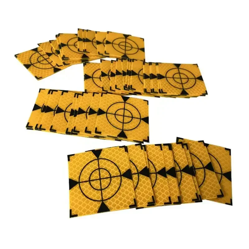 100pcs Size 60x60mm 20 30 40 50 mm Reflector Sheet Total Station Survey Geography Yellow Sheet Reflective Sticker