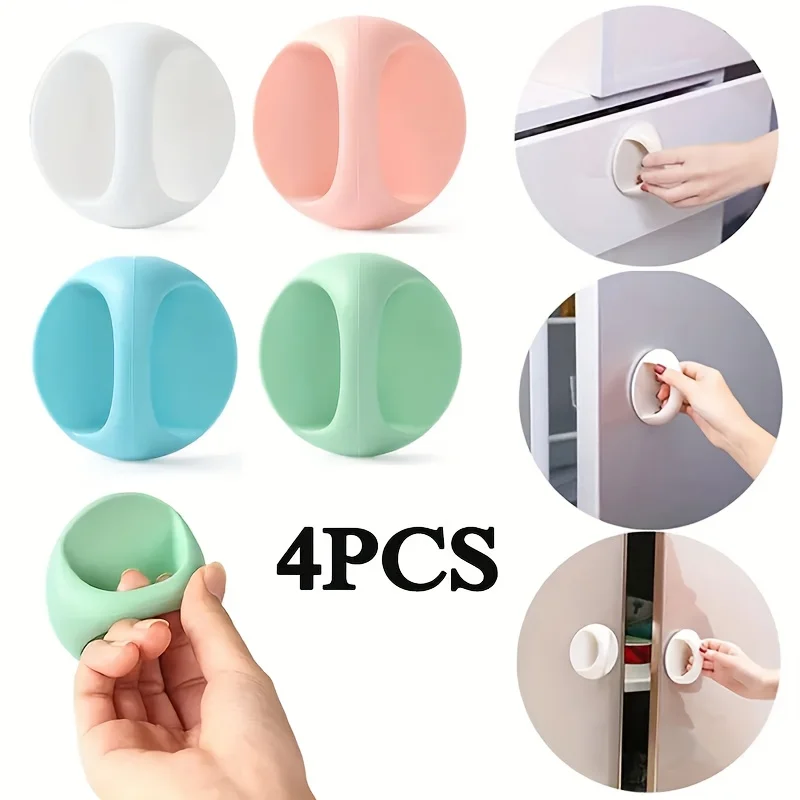 

1/4pcs Round Auxiliary Knobs Cabinet Suction Cup Handle Window Sliding Door Self-adhesive Wardrobe Pulls Refrigerator Handle