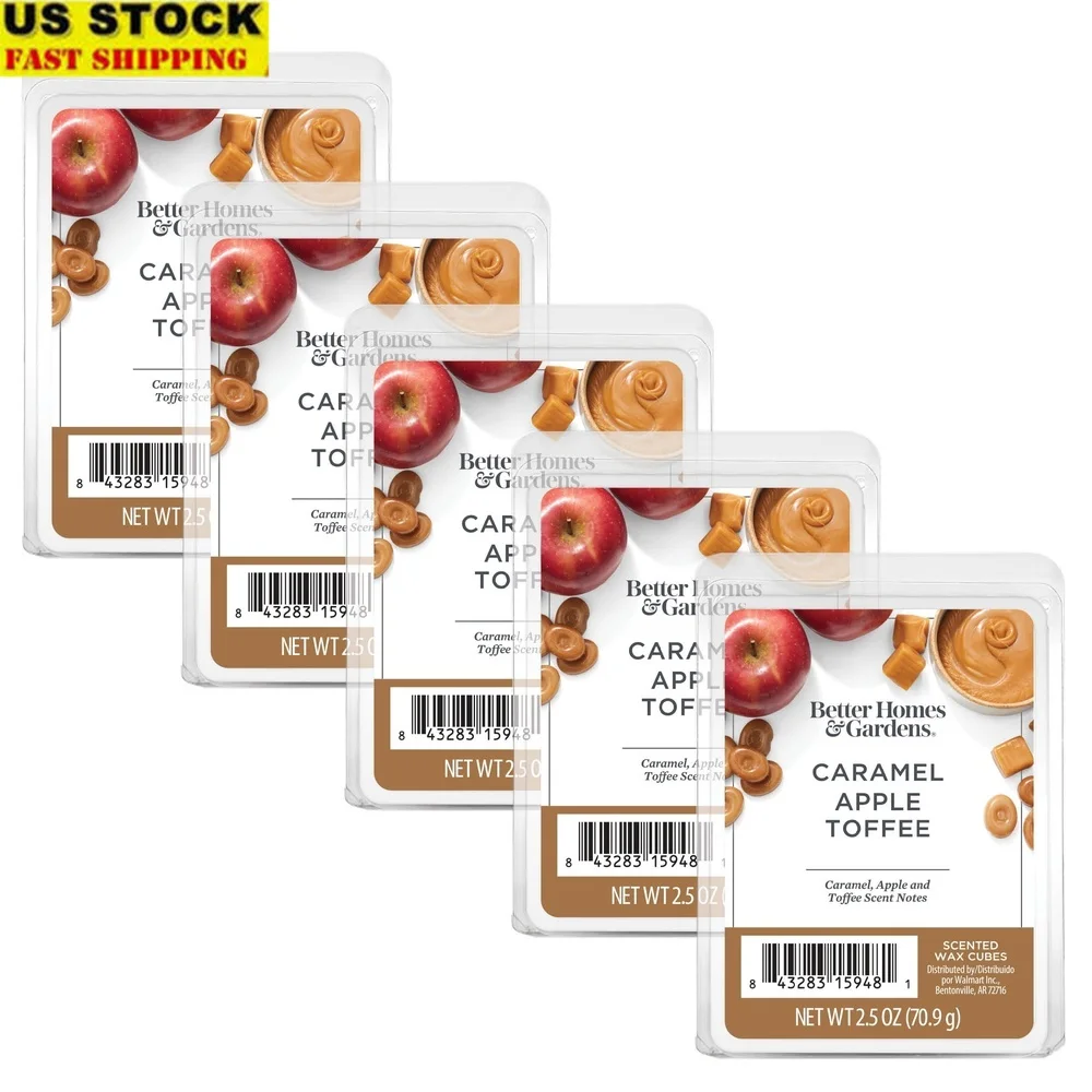 El caramelo, manzana, caramelo, cera perfumada derretida, paquete de 5 cubos de cera reutilizables altamente fragantes, fácil limpieza, sin llama, residuos de hollín, perfecto