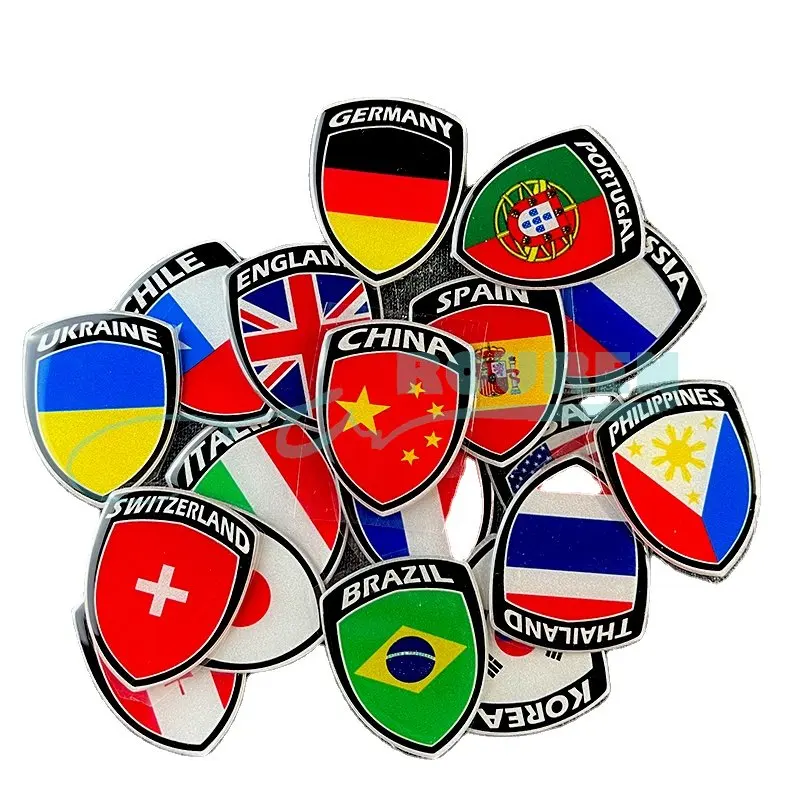 3D Reflective World National Flag Car Motorcycle Stickers Moto For Yamaha Honda Cafe Racer Sportster Accessories Parts Decals