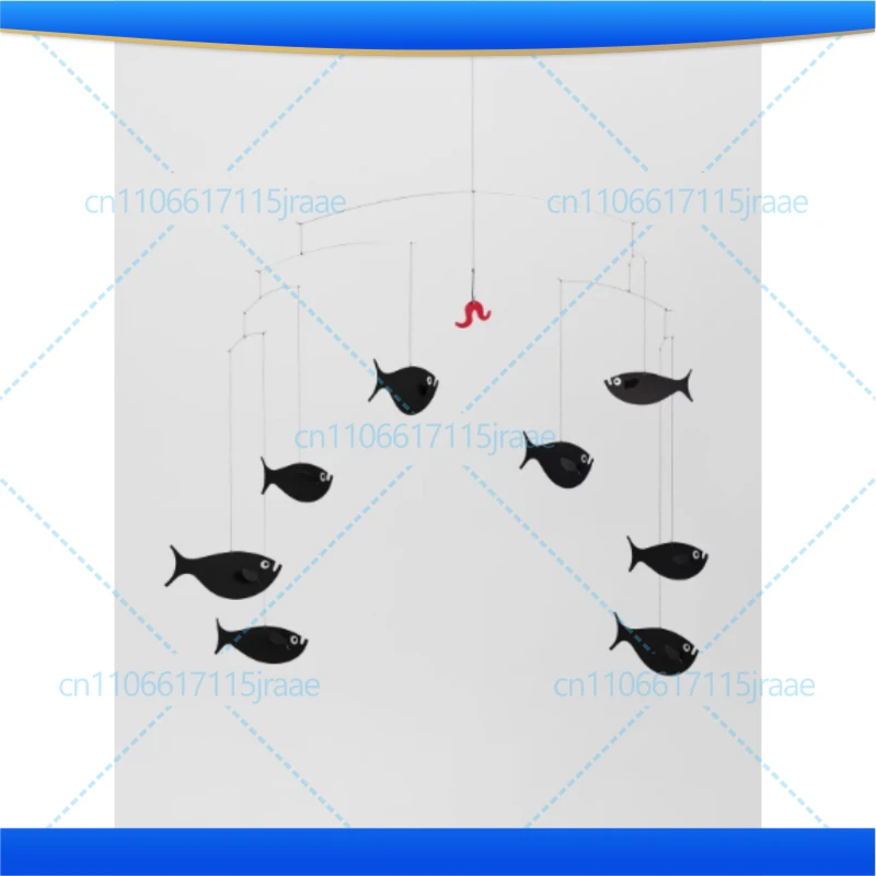 Nordic Origami Fish Eating Insects Dynamic Balance Air Hanging Decoration,Children's Room Decoration Visual Chasing Bed Bell