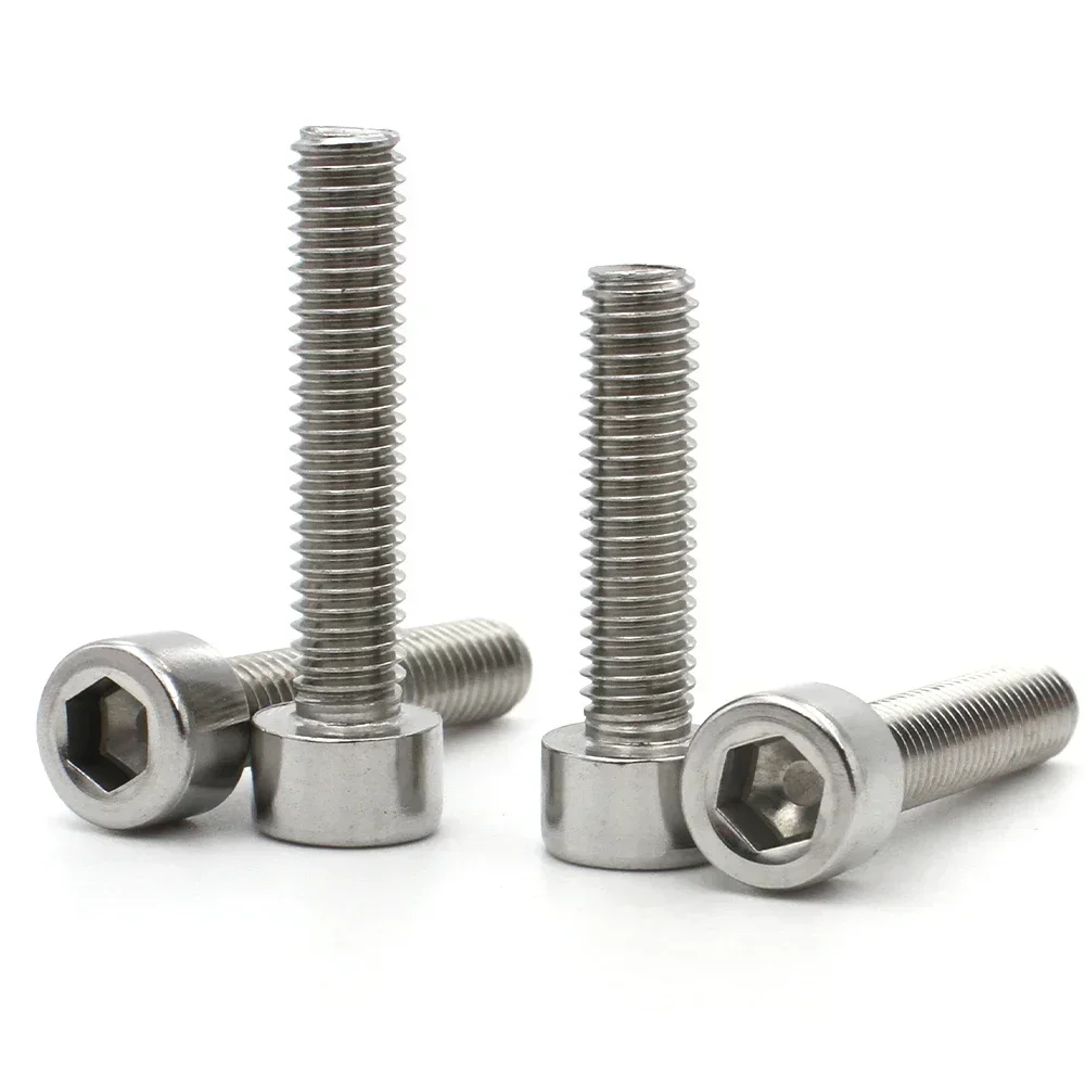 2-20pcs M1.6 M2 M2.5 M3 M4 M5 M6 M8 DIN912 304 Stainless Steel A2-70 Hexagon Hex Socket no knurled Cap Head Allen Screw Bolt