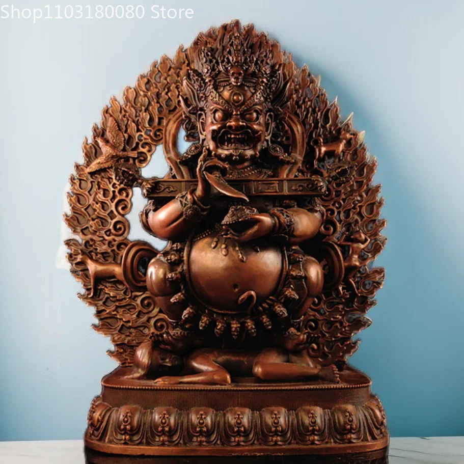 

33cm Red Copper Baozhang Dharma Protector Gonpo buddha statue Tibet sculpture Decor Large size