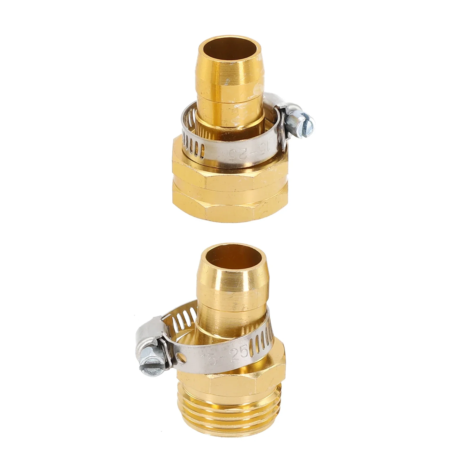 3/4 Inch Garden Hose Repair Mender Solid Brass Water Hose Connector Splicer Mender With Stainless Steel Tightening Clamp