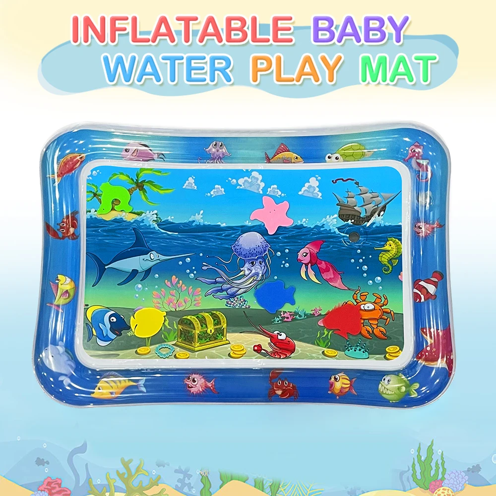 Tappetino gonfiabile per acqua a tema Squid Ocean per neonati - Tappetino da gioco sensoriale in PVC spesso, giocattolo educativo per bambini, regalo di compleanno perfetto