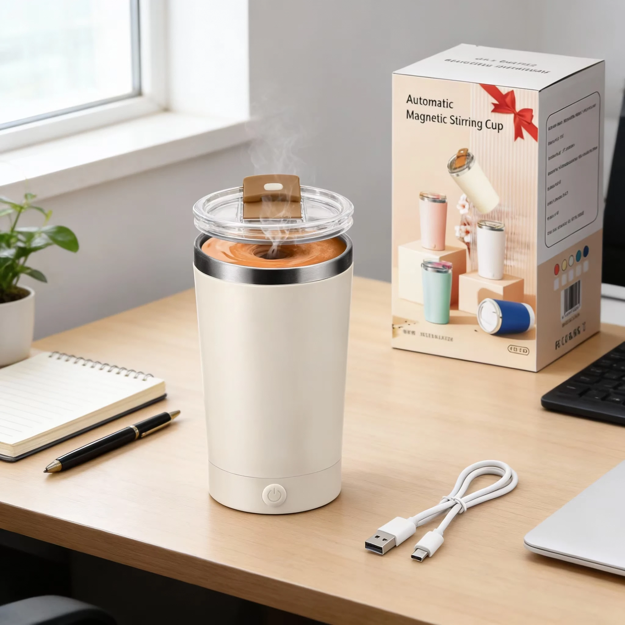 

High speed electric coffee cup 400 ml reusable stainless steel cup suitable for coffee milk cocoa and beverages water bottle