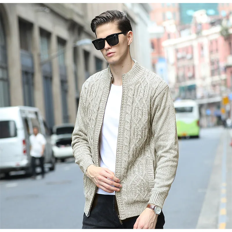 Warm Fleece Mens Wool Cardigan Sweater Thicken Cashmere Winter Cardigan Turtleneck Male 2022 Outwear Plus Size 4XL 5XL 6XL 7XL