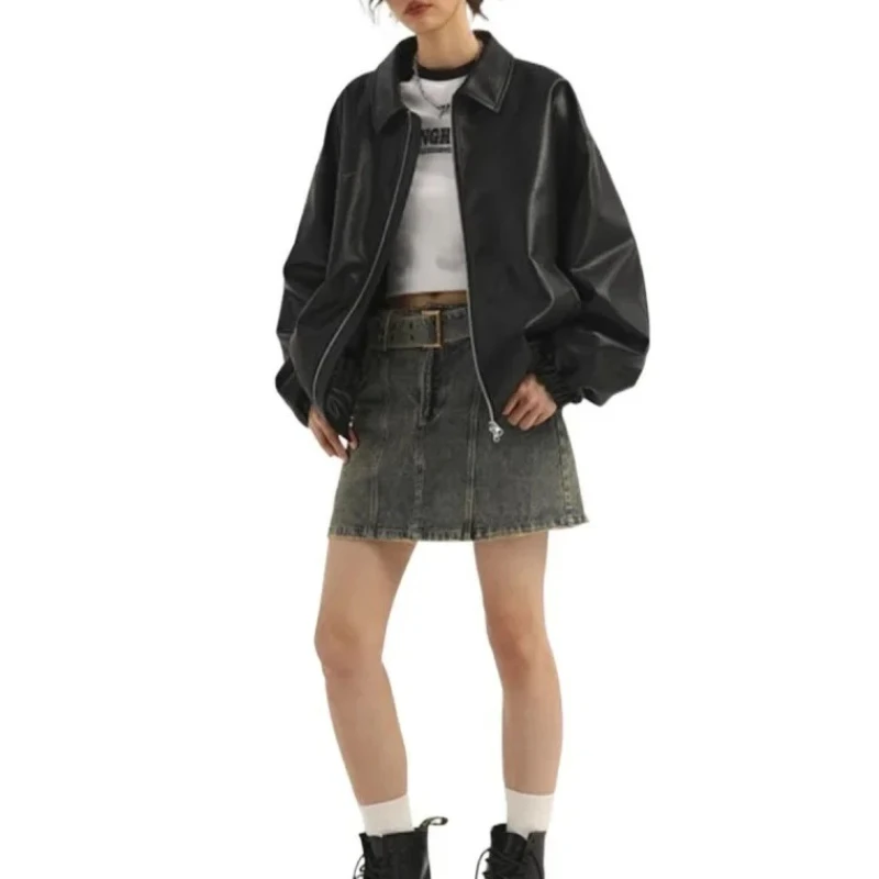 

Черная кожаная куртка Star River 2025 года для мужчин и женщин, модная брендовая зимняя новая кожаная куртка в стиле ретро 2025 года