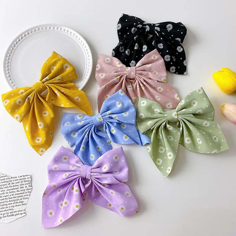 Fashion Sweet Bow Hair Clip Solid Color Girl Satin Butterfly Hair Clip Duck Mouth Clip Children\'s Hair Accessories