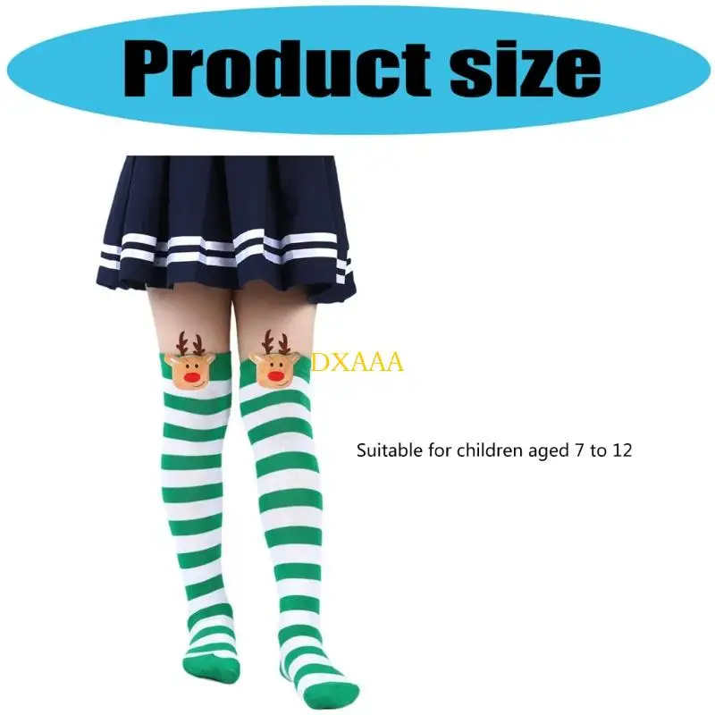 DXAA Vrouwen Streep Dij Hoge Kousen Over Kniekousen Sokken Halloween Cosplay Party Kostuum Kerst Dij Hoge Sokken