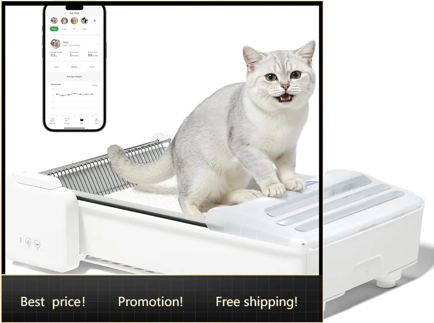 

Open Top Self Cleaning Cat Litter Box 2026 Upgraded Extra Large Automatic Cat Litter Box for Multiple Cats Weight Sensors