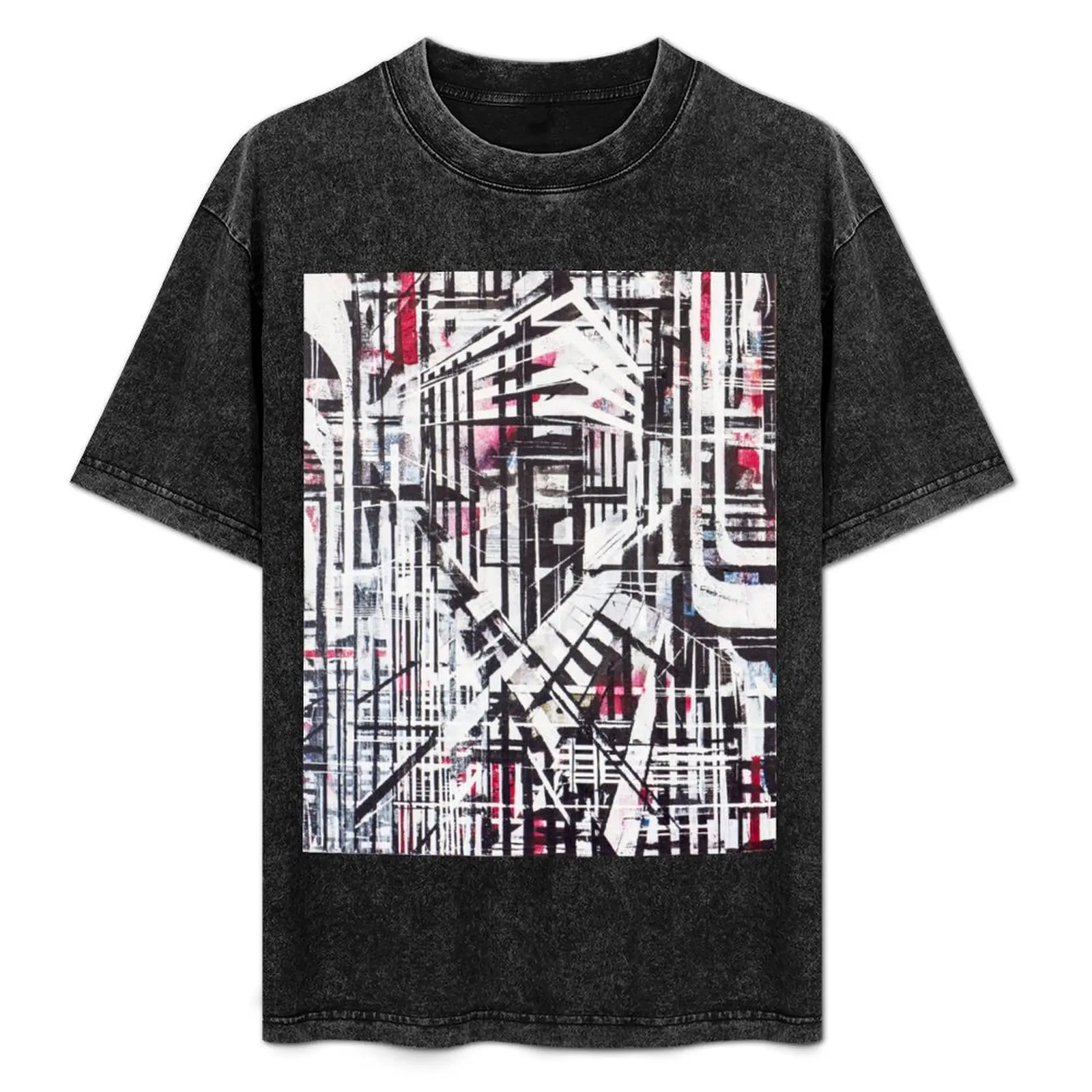 

Lines Black and Red T-Shirt baggy shirts boys animal print cute clothes Men's t-shirts