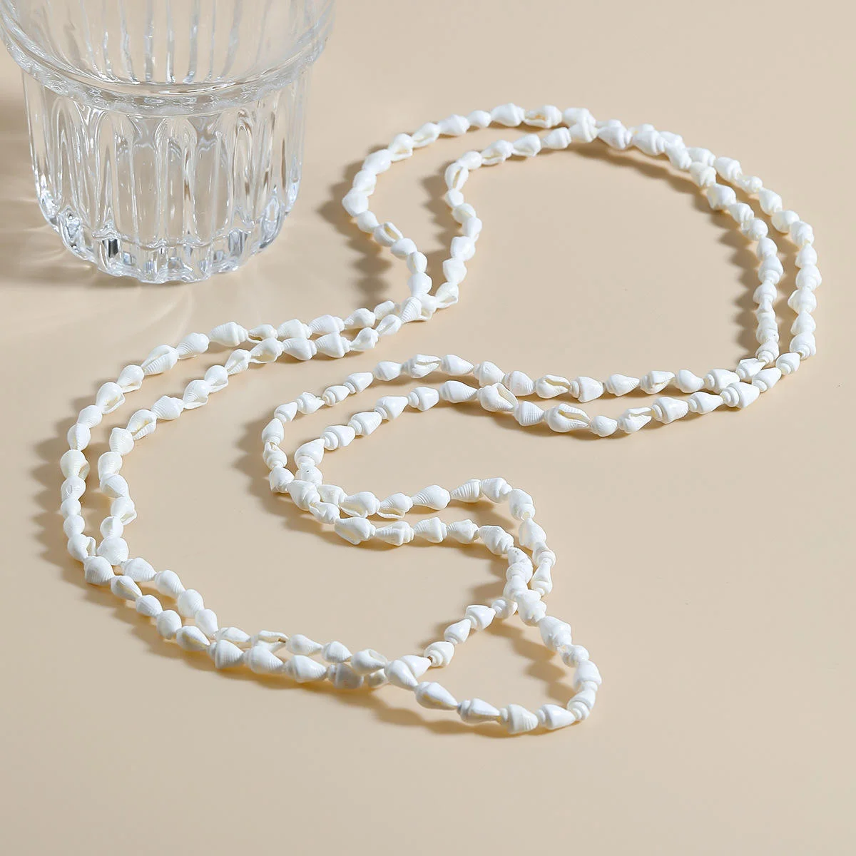 Women's Summer Multilayer Shell Choker Necklace Brave Light Long Chain with Tropical Sand Beach Jewelry Two Layer Necklace