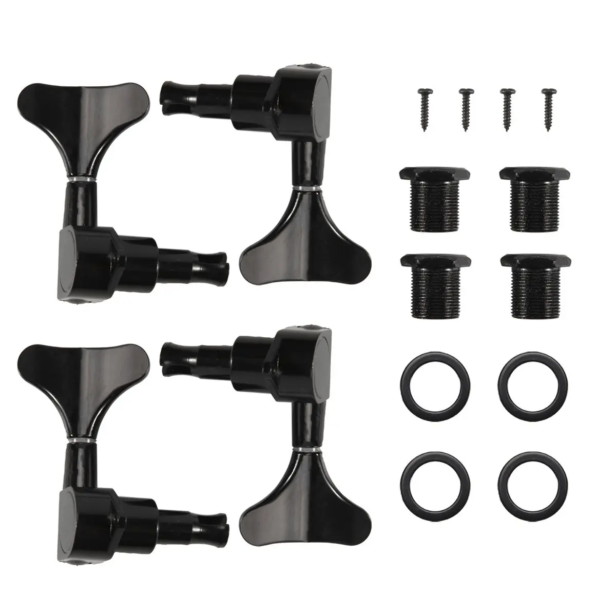 TUREBG 2+2 Sealed Bass Guitar Tuning Pegs Keys 2R2L Machine Head Tuners for Precision Bass and Jazz Bass, Black