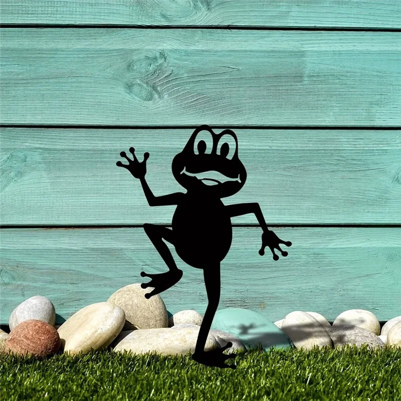 H-W Iron Frog Outline Garden Decoration Fence Panel Ornament Artistic Metal Yard Garden Decor For Home And Car