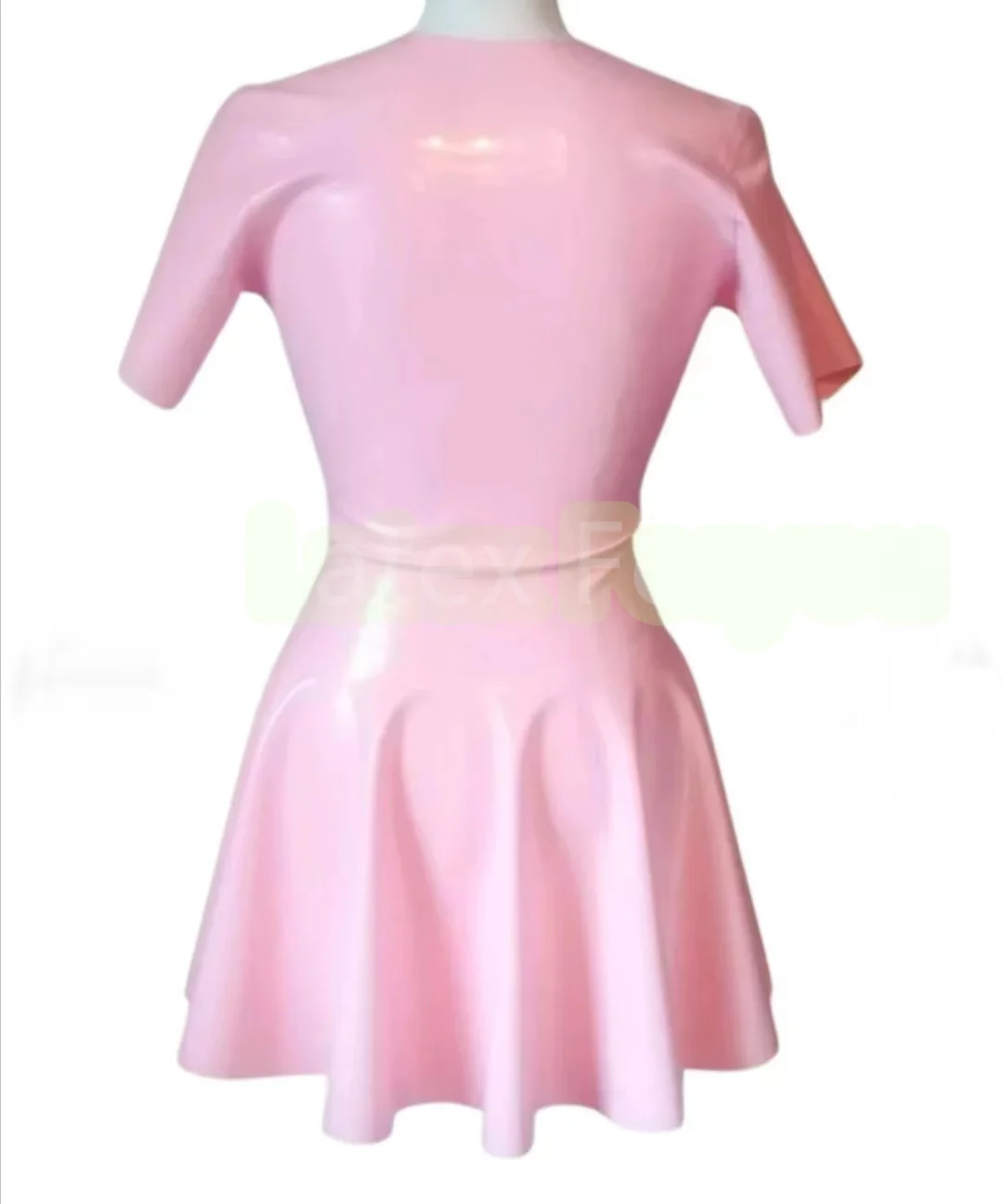 Handmade 100% Natural Latex Dress for Women Short Sleeve  Latex Swing Dress Front Zipper  Gift For Her Evening Dress Elegant