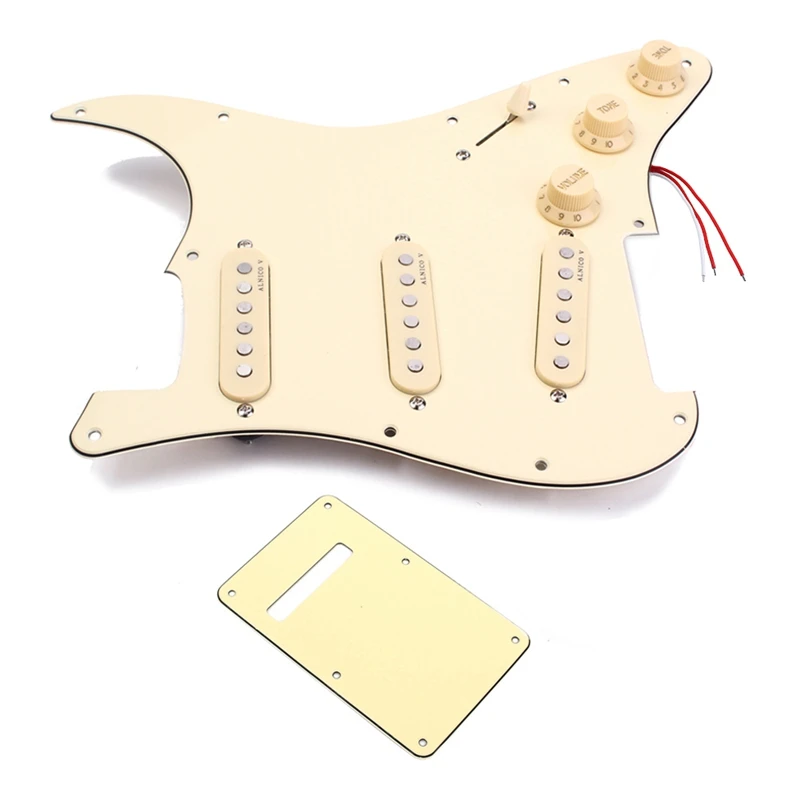 Loaded Prewired SSS Alnico 5 Alnico V HOT Pickups Pickguard Set For Strat Guitar