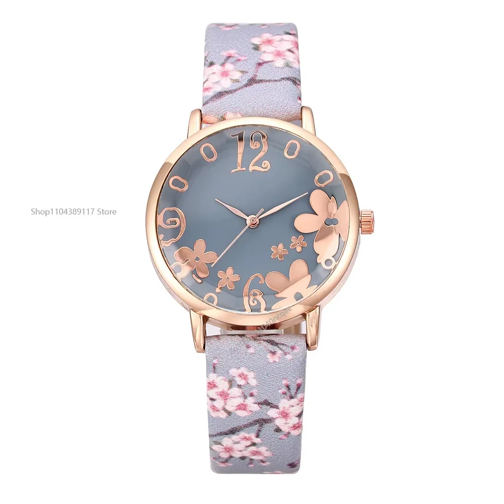 Relojes de mujer con flores coloridas, relojes de pulsera de cuarzo con cinturón estampado para niñas y mujeres, relojes informales de regalo, relojes femeninos