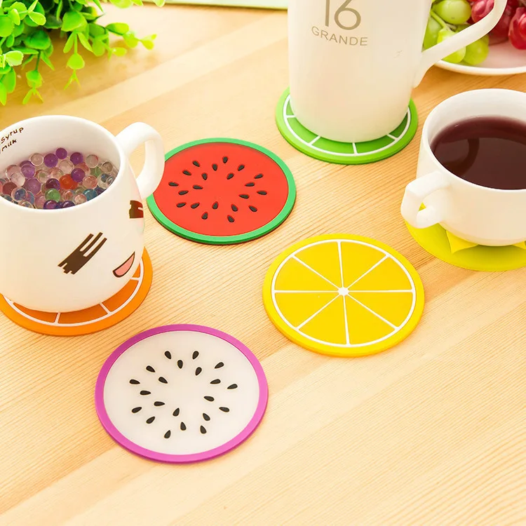 Fruit Shape Cup Coaster Silicone Slip Insulation Pad  Mat Hot Drink Holder Mug Stand Home Table Decorations Kitchen Accessory