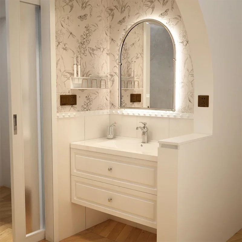 

White French bathroom, bathroom cabinet, combined bathroom, washbasin, ceramic integrated basin, washbasin, hand basin, antique