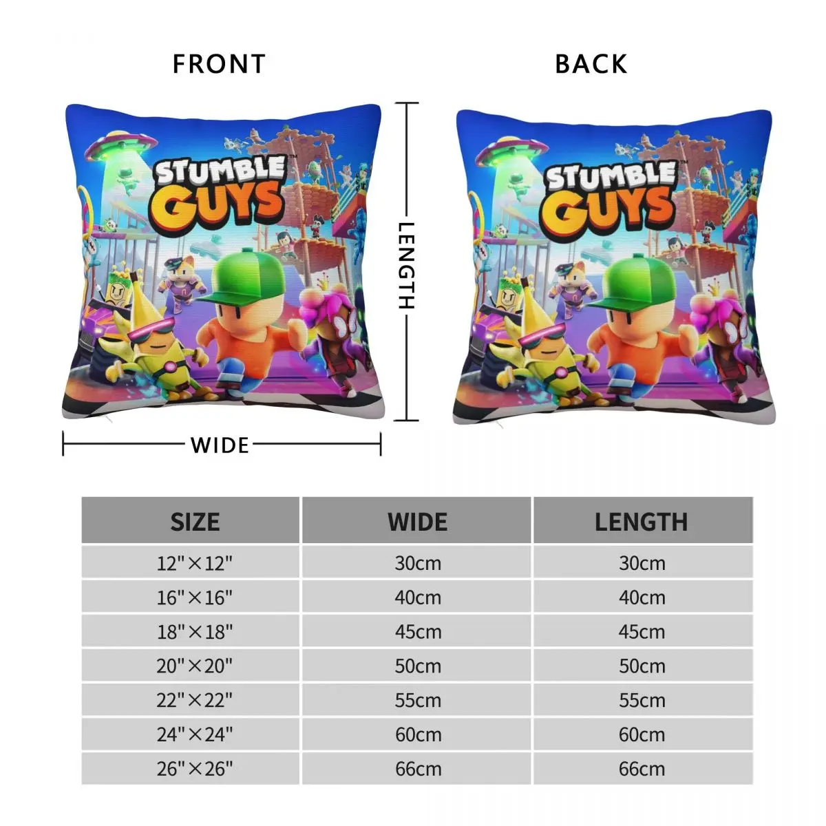 Stumble Guys Square Pillow Case Cartoon Game Cushion Covers Creative Zippered Decor Pillowcase for Sofa 18\