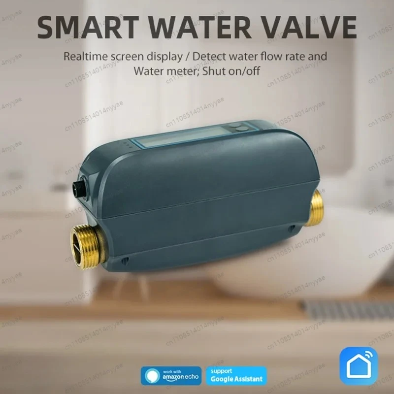 WiFi Intelligent Watervalve Dual-Band Flowrate Meter APP Control Efficient Home Water Management Device for Voice Control