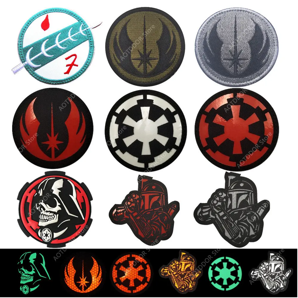 Luminous Armband Galactic Empire Jedi Order Reflective Tactical Badge Magic Sticker Planet Backpack Embroidery Badge Sewing DIY