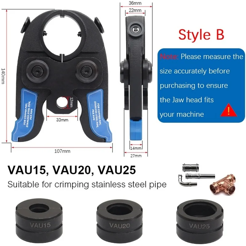 DTA5 Pex Tube Crimping Tool Stainless Steel Clamping Tool with TH/V/U/M/VAU Dies Plumbing