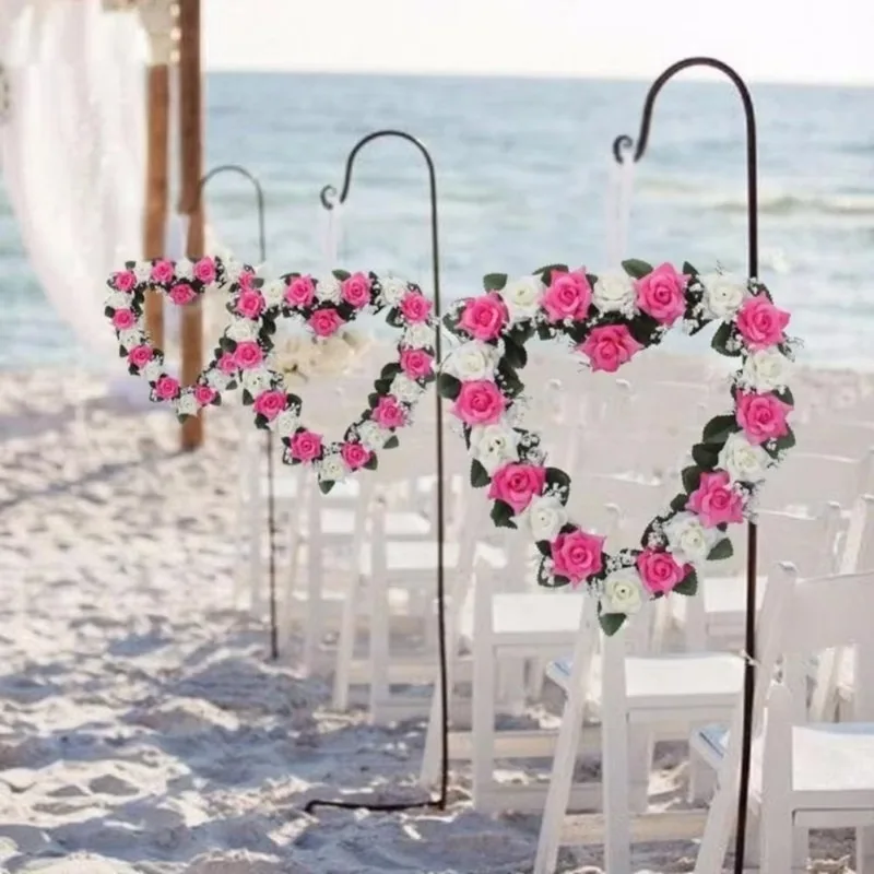Heart Shaped Rose Wreath Artificial Flower Door Hanging Decoration For Wedding Valentine Festival Home Decor