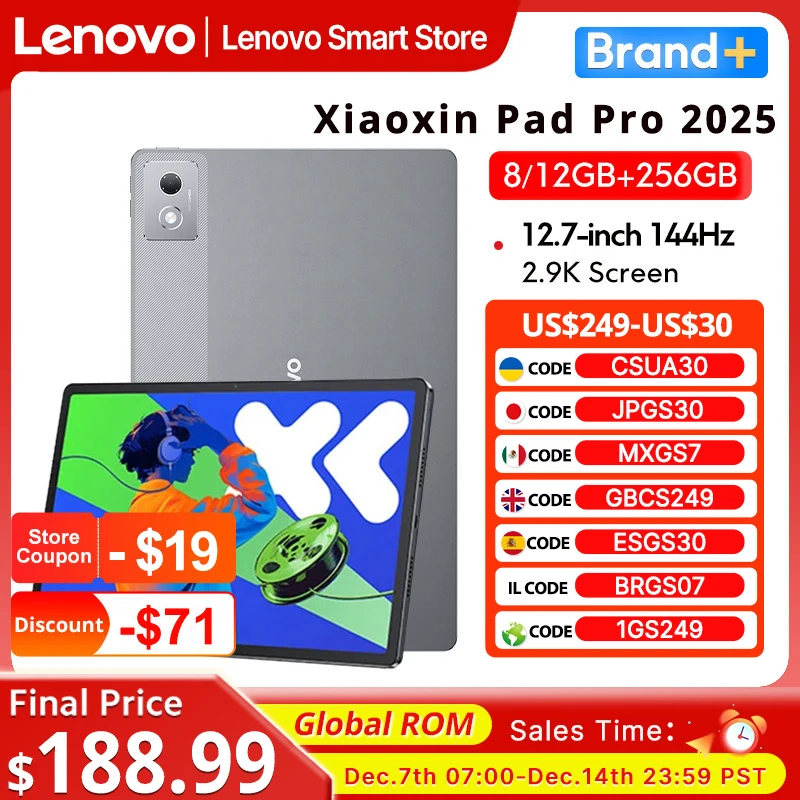 Global ROM Lenovo Xiaoxin Pad Pro 2025 12,7 Zoll Tablet Original Abmessung 8300 144 Hz 2,9 K Display Android 14 10200 mAh Pad PC