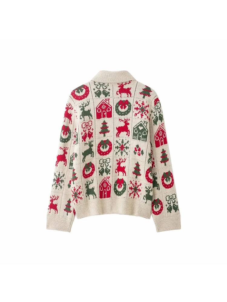 Frauen Neue Weihnachten Jacquard Strickjacke frauen Herbst Und Winter Lose Kurze Pullover Mantel Farbe Passenden Pullover