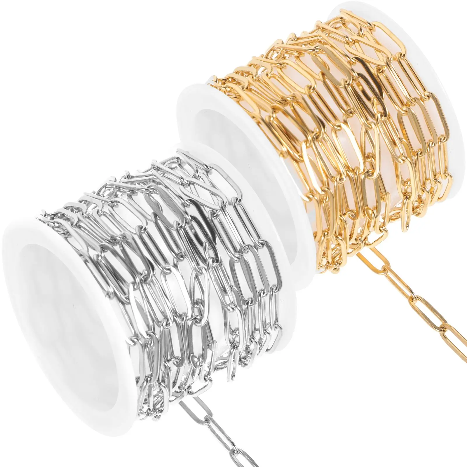 

2Pcs Paperclip Necklace Stainless Steel Silver Plated 1M DIY Jewelry Necklace Decor Making Decorative Accessories