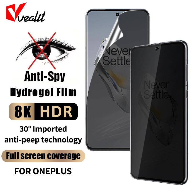 

Curved Anti-spy Hydrogel Film For OnePlus 12 11 10 9 8 Pro Privacy Screen Protector For OnePlus Ace 3 2 Pro 12R 11R Soft Film