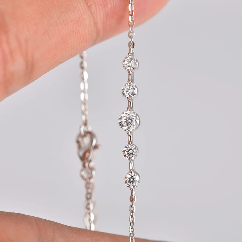 Lnngy zertifiziertes Fünf-Stein-Moissanit-Armband, 925er-Sterlingsilber, Kettenarmbänder für Frauen, Charm-Handschmuck, 2026-Trendgeschenk – Detail 8