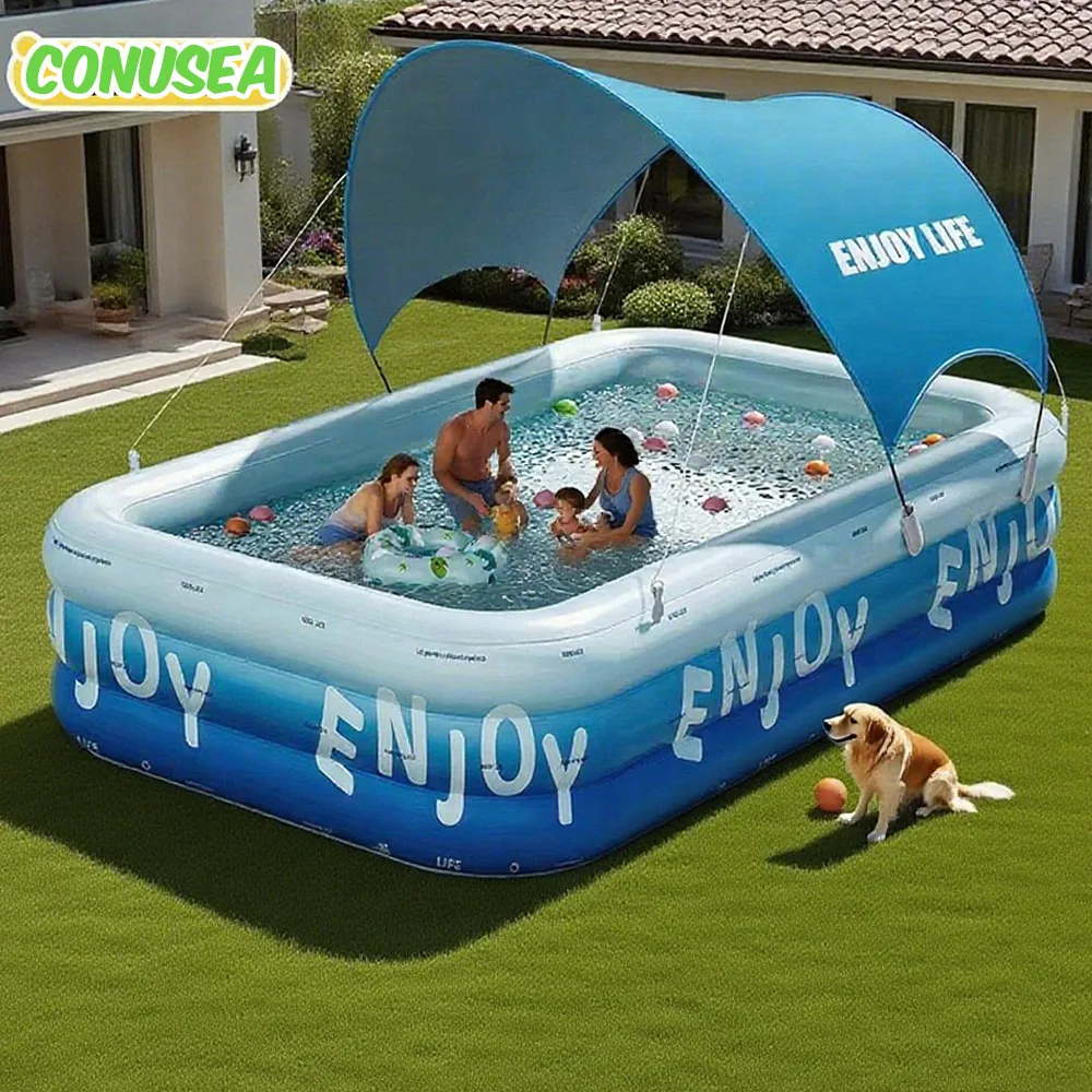 

Inflatable Pool 3/2.6/2.1M Large Family Pools Swimming Pool with Canopy Children's Outdoor Removable Basen Toys for Kids Adult