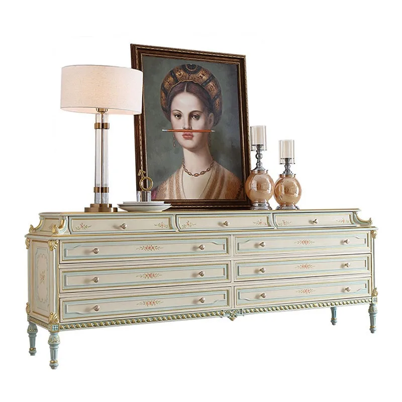 French court furniture birch painted 2m TV cabinet