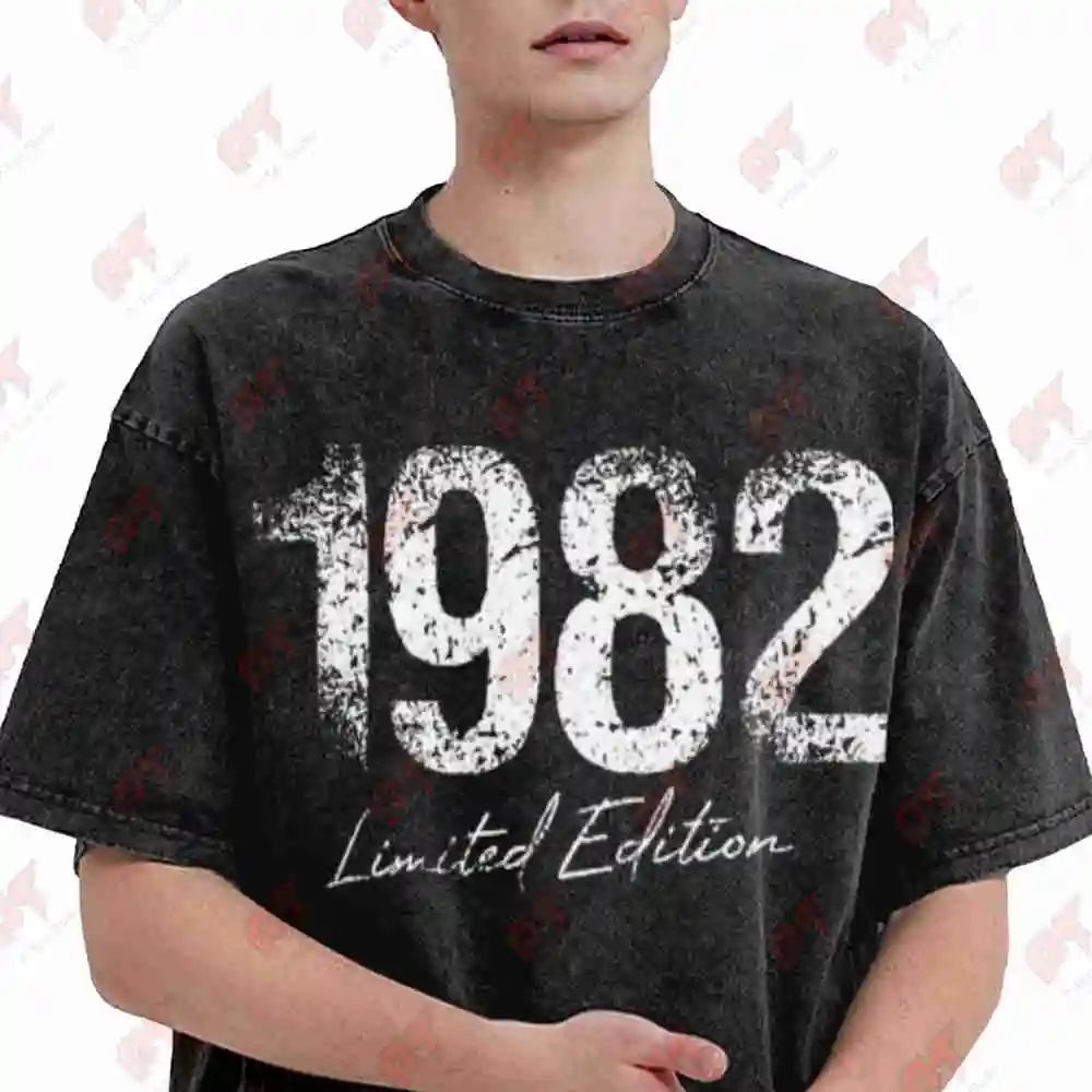 1982 Limited Edition Vintage 80s 3D Print Vintage Washed Tee Pure Cotton T-Shirt