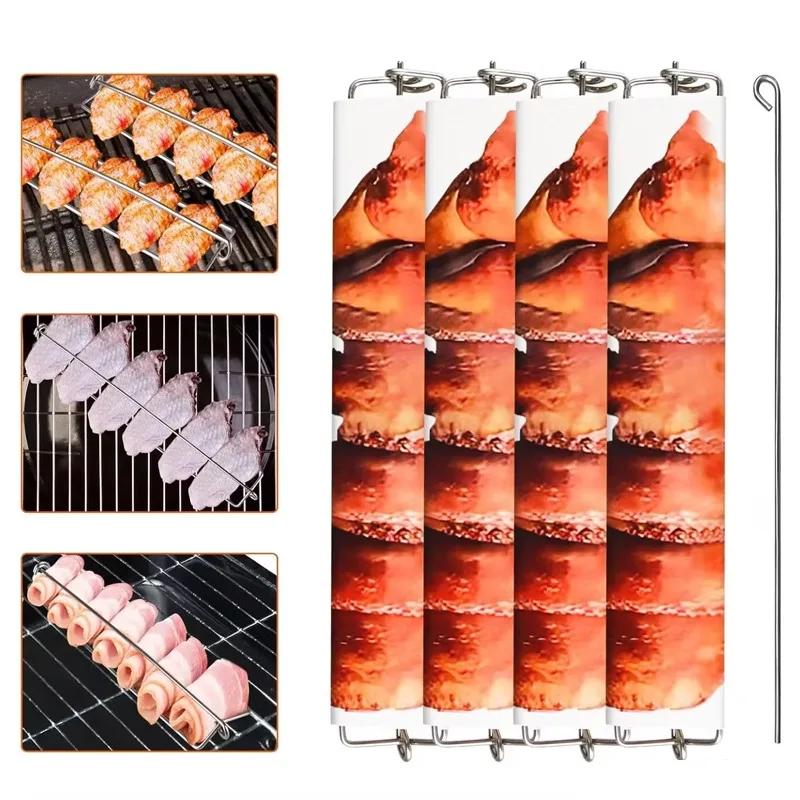 

Wing Rails for Grilling Chicken Wings Clamping Flat Wing Rails for Grill BBQ Accessories Grilling Tools Outdoor Picnic Camping