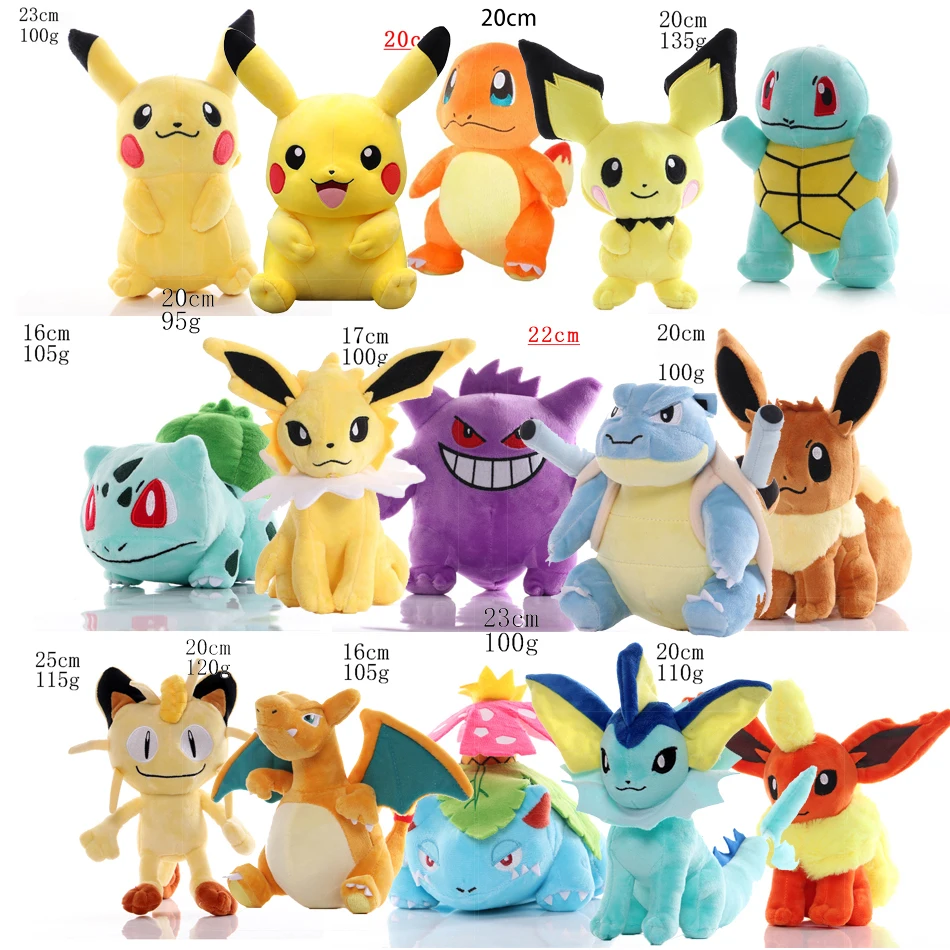 Image of 2026 @@ Pokemon Plüschtiere Set - Weiche Stofftiere Pikachu Charmander Bulbasaur Squirtle Psyduck Eevee Plüsch-Spielzeug Geschenke