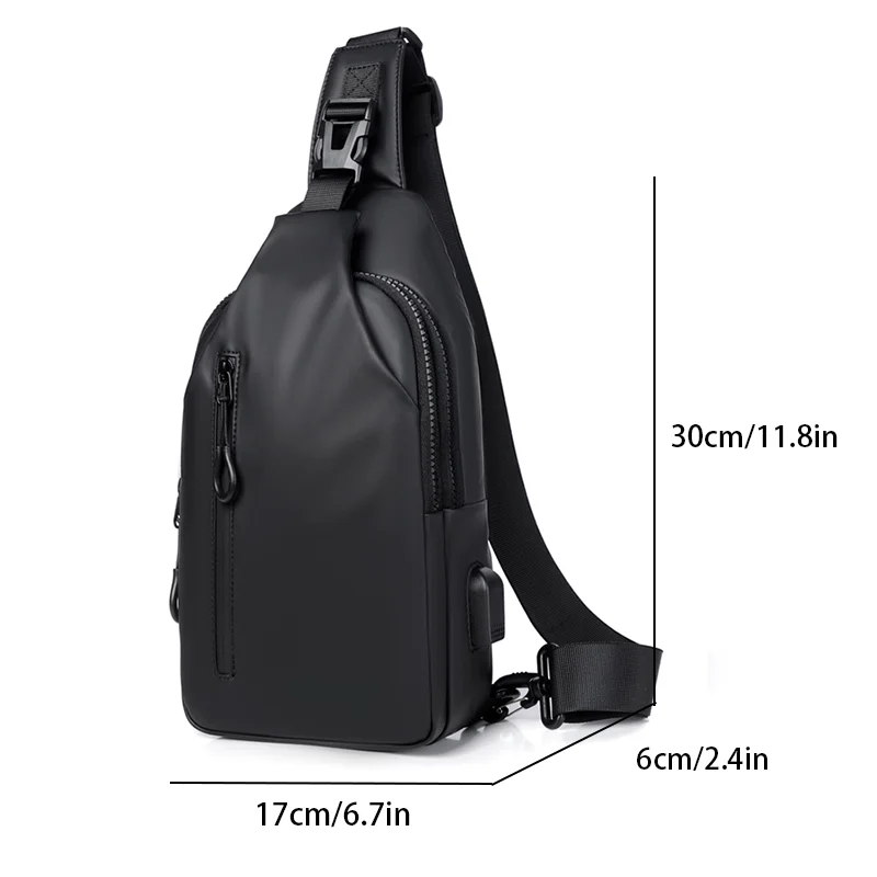 1 Men's Large Capacity Usb Charging Multifunctional Chest Bag Fashion Simple Commuter Lightweight Shoulder Crossbody Bag