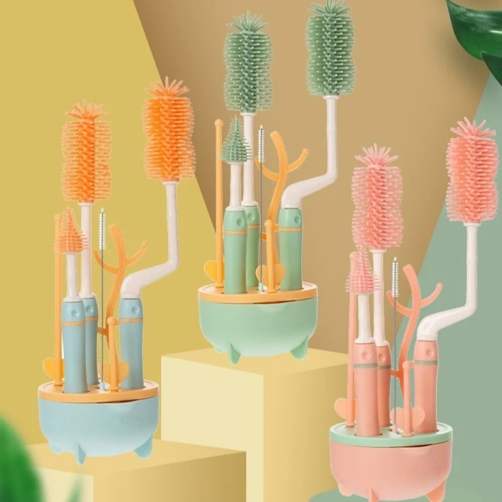 

Soft Head Baby Bottle Cleaner Set Long Handle 360 Degree Rotation Bottle Cleaning Brush Handheld Nipple Dropper