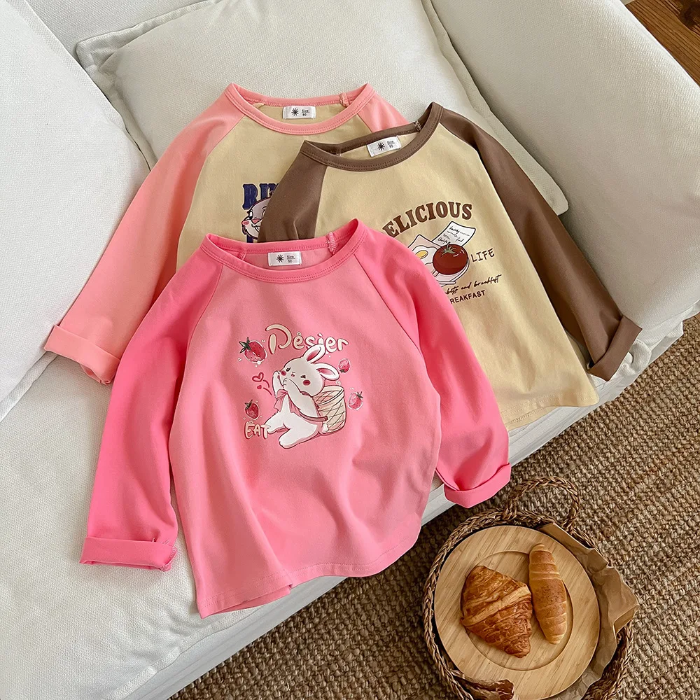 

Children's Korean version of long sleeve T-shirt spring and autumn new boys and girls cartoon casual base shirt baby top