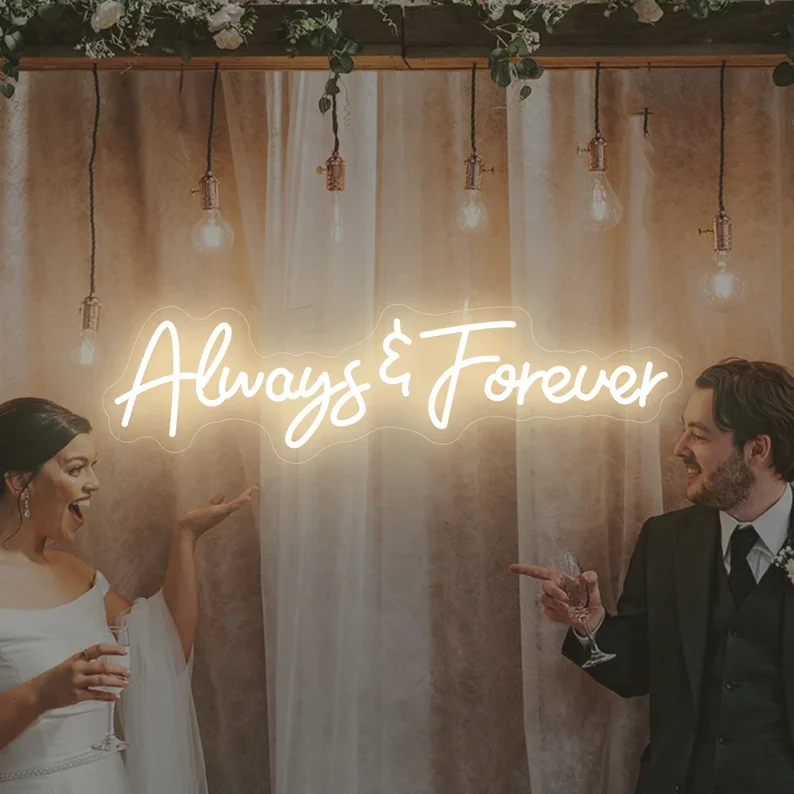 Always Forever Neon Led Sign Room Decoration Marriage Wedding Boda Romantic Letter Wall Light Dimmable Lamp Aesthetic Decor Logo