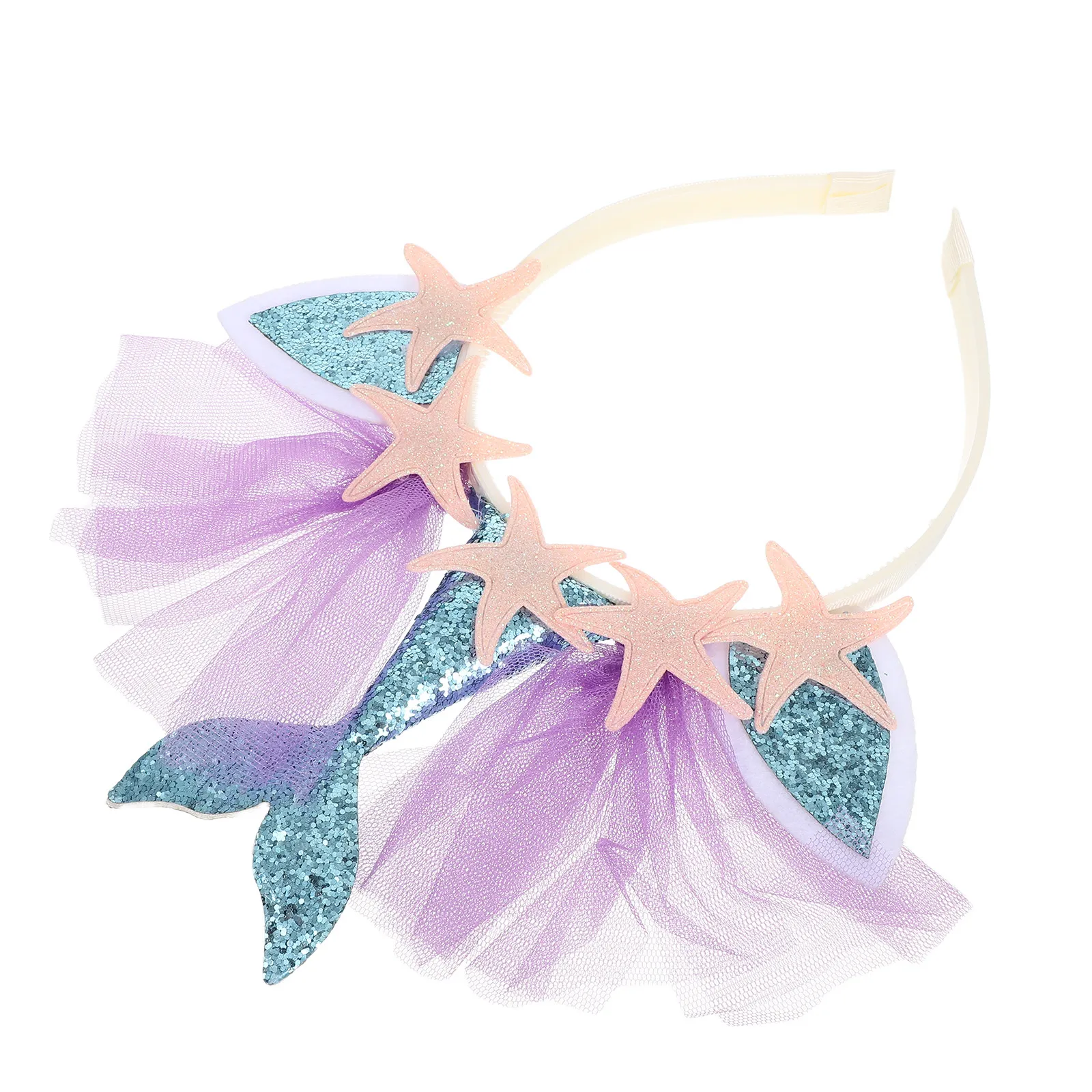 Party Hair Hoop for Kids Mermaid Theme Mesh Band Non-Deformation Design Christmas Halloween Celebration Accessory
