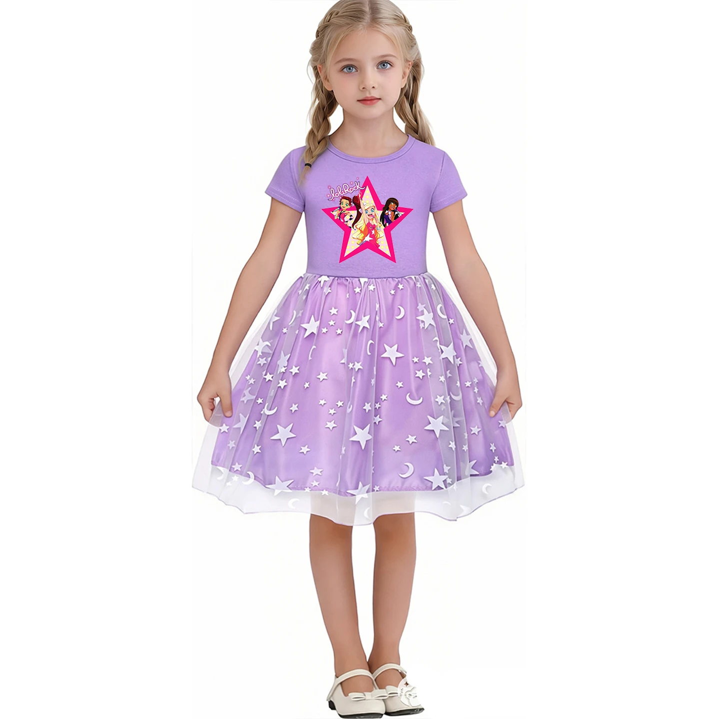Kids Dress Cartoon Kawaii Russian Like Lolirock Clothes Baby Girls Lace Dress Children Wedding Birthday Party Costume Vestidos