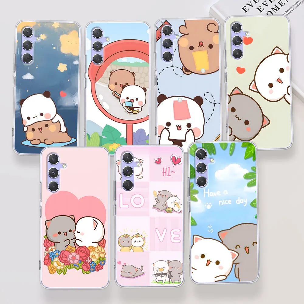 Peach And Goma Cat Case for Samsung Galaxy A54 A14 A51 A31 A53 A52 A12 A15 A25 A35 A55 A21s A24 A23 A33 Clear TPU Phone Cover