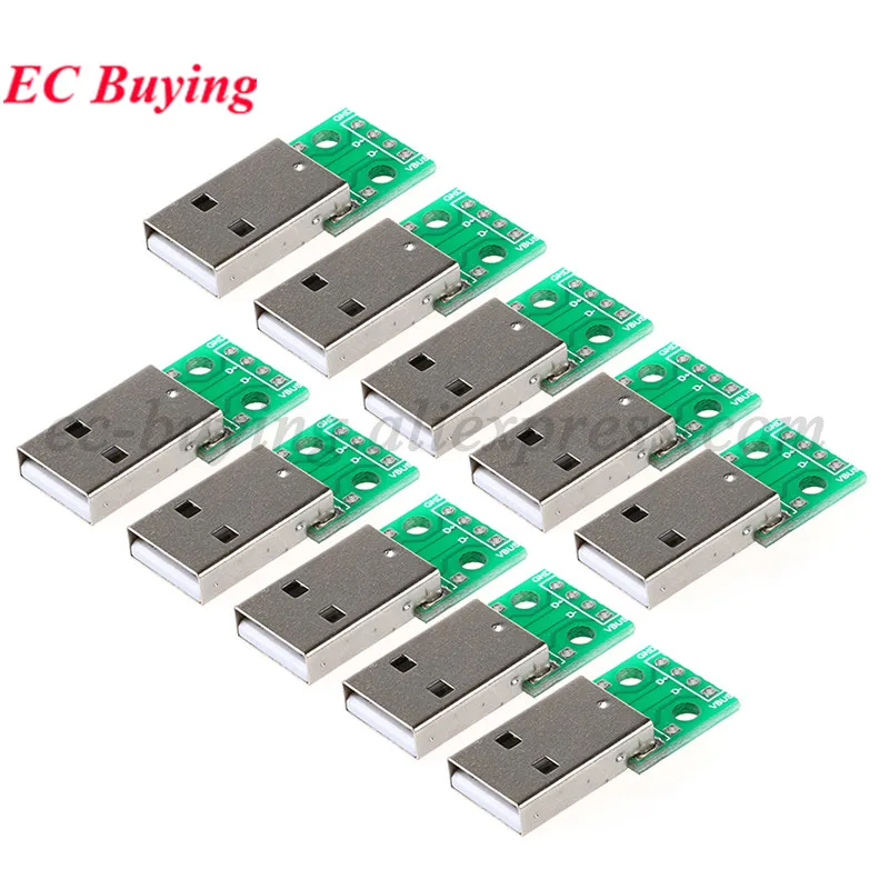 10pcs/1pc USB2.0 Male to 4P DIP Switch Adapter Board Module USB 2.0 Turn 4 Pin PCB Plate Converter Mobile Phone Power Data Cable