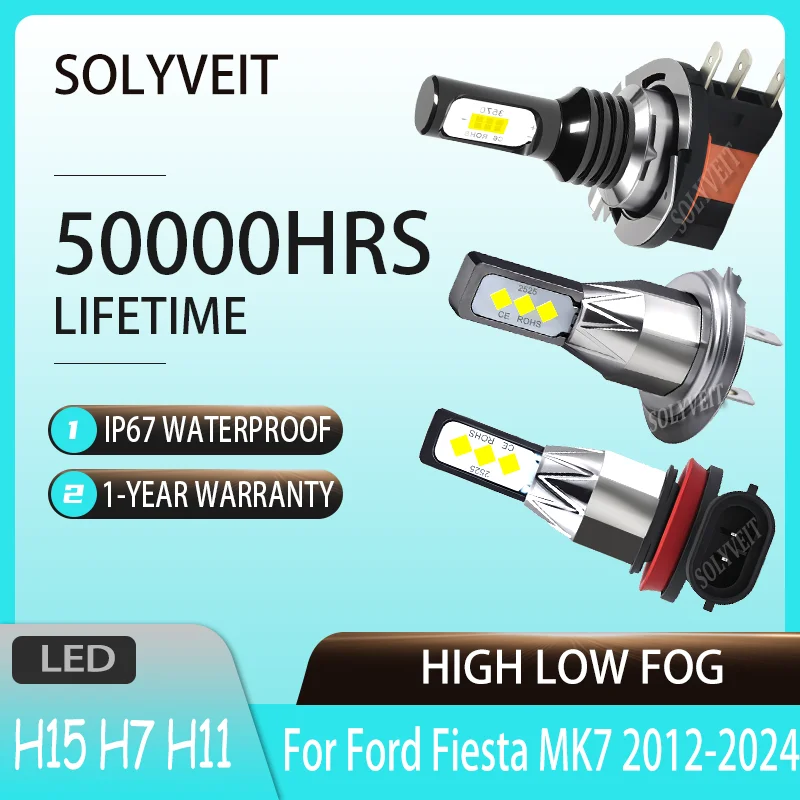 

reliable Instant-On Brightness H15 H7 H11 HIGH LOW FOG LED Headlihts DRL For Ford Fiesta MK7 2012 2013 2014 2015 2016 2017-2024