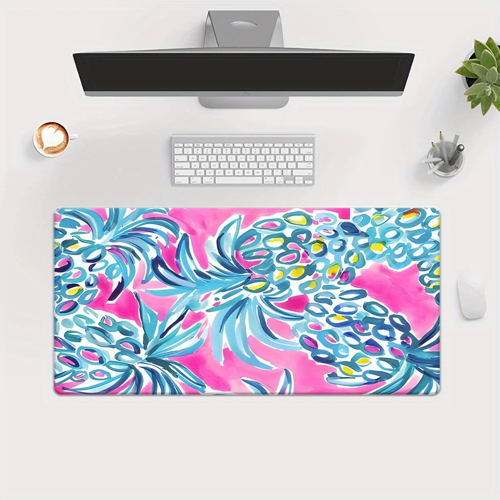 

Pineapple Flower Pattern Mouse Pad Gaming Desk Mat Non Slip Rubber Base Large Mouse Pad for PC Laptop Keyboard