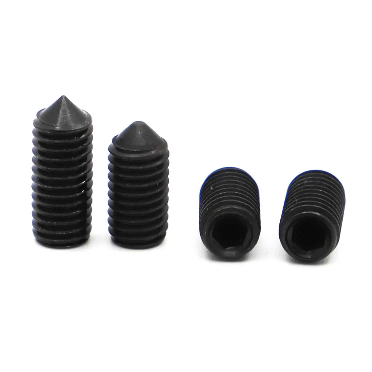 10-50Ppcs Black 12.9 Steel Hex Hexagon Socket Cone Point Grub Set Screw Tapered End Bolt M2.5 M3 M4 M5 M6 M8 M10 DIN914